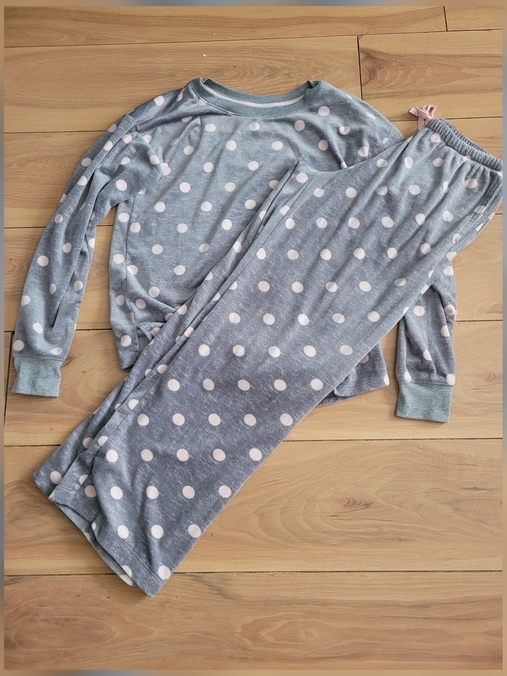 kate spade S Gray and Pink Polka Dot Pajama Set